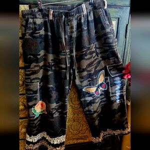 Camouflage Womens Bottoms Patchwork And Embroidery